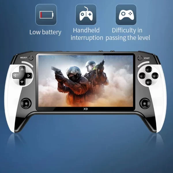Console de jeu portable X9 avec 3000 jeux, écran de 5.5 pouces, jeu vidéo rétro intégré, 9 émulateurs, grande batterie, charge de Type C – Image 6