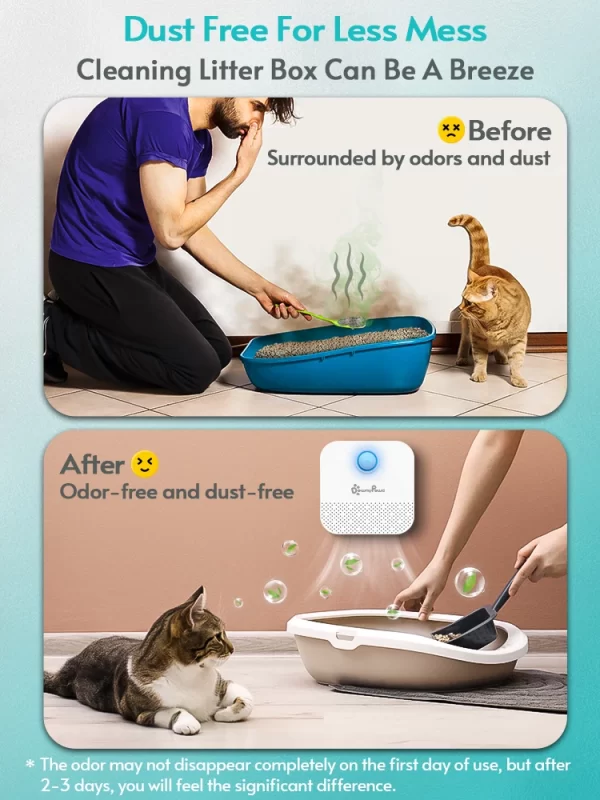 DownyPaws-Purificateur d'air intelligent pour chat, désodorisant pour litière, toilettes pour animaux de compagnie, désodorisant pour chien et chat, 4000mAh – Image 3