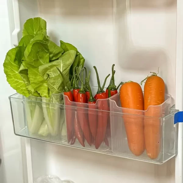Boîte de rangement de porte latérale de réfrigérateur, 1 pièce, aliments, légumes, fruits, œufs, organisateur frais, boîtes de conteneurs de réfrigérateur de cuisine domestique – Image 6