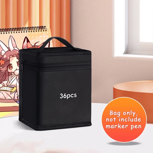 12/24/36/48 pièces sac à crayons Art marqueur stylo sac de rangement grande capacité toile marqueur stylo organisateur pliant carré marqueur stylo pochette – Image 7