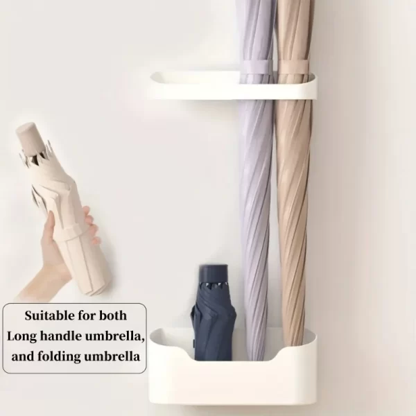 Porte-parapluie mural, Style de fixation sans clous, support de rangement multifonctionnel pour parapluies ménagers, porte-parapluie solaire – Image 5