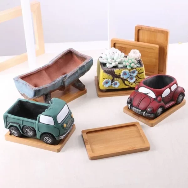 Plateau multi-bambou, soucoupe en bois, Pot de fleur, plateau de tasse, plaque de dessous de verre pour cuisine, assiette décorative, dessous de verre créatif, tapis de tasse à café – Image 5