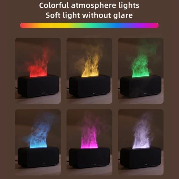 Simulation de diffuseur d'arôme Humidificateur d'air à flamme colorée peut ajouter un réglage de synchronisation d'huile essentielle Ultrasonic Cool Mist Maker Fogger – Image 4