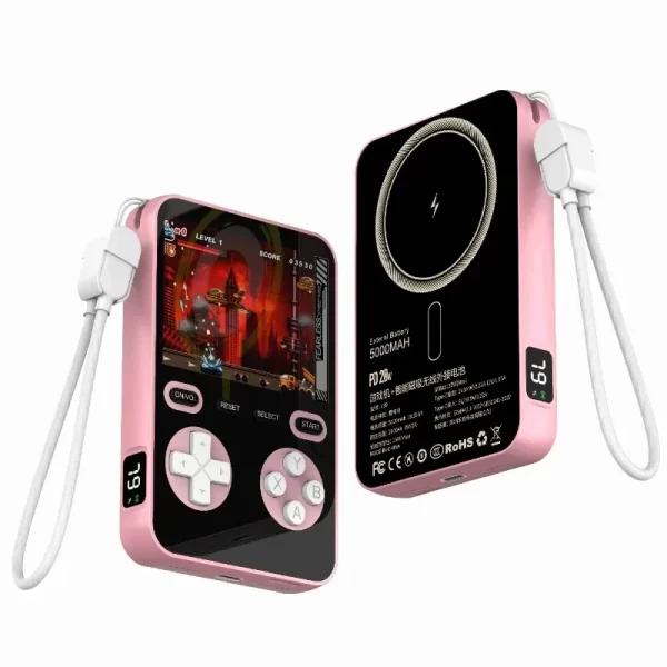 Mini Console de jeu portable à Absorption magnétique sans fil ou type-c, charge rapide, 5000mAh, avec plus de 1500 jeux – Image 8