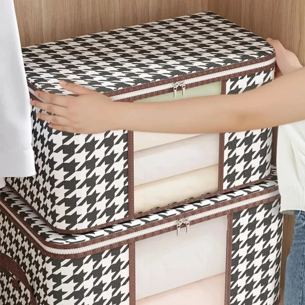 Boîte de rangement Visible de grande capacité, organisateur de vêtements ménagers portables avec poignées, conteneur pliable anti-poussière à fermeture éclair pour couette – Image 4