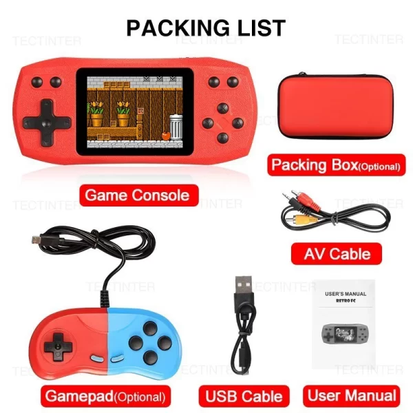 Console de jeux vidéo rétro intégrée, 620 jeux classiques, lecteur de jeux portable de 2,4 pouces, console rechargeable, sortie AV – Image 6