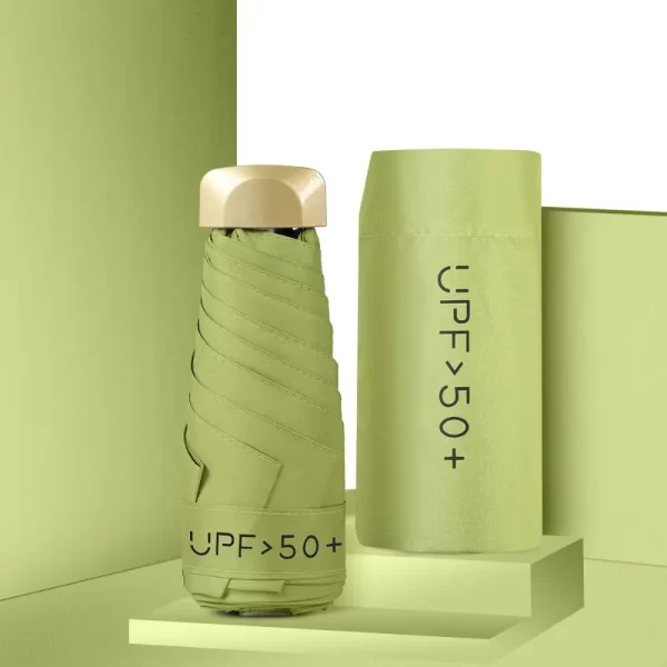 Mini parapluie Ultra léger à 5 plis, Compact, pour voyage, Protection contre le soleil et les UV, parapluie de poche avec poignée en caoutchouc, 1 pièce – Image 2