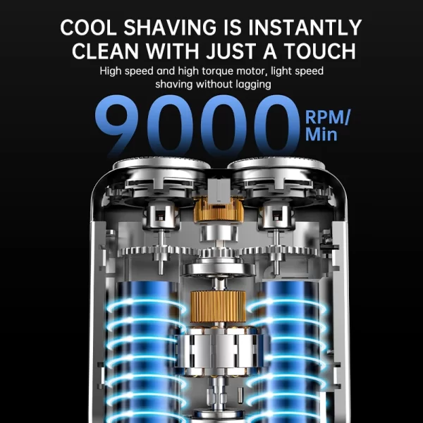 Mini rasoir électrique intelligent pour voiture et ménage, affichage numérique, double lame, Rechargeable, puissant outil de tondeuse à barbe – Image 3