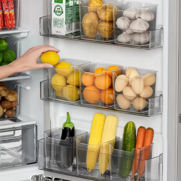 Boîte de rangement de porte latérale de réfrigérateur, 1 pièce, aliments, légumes, fruits, œufs, organisateur frais, boîtes de conteneurs de réfrigérateur de cuisine domestique – Image 2