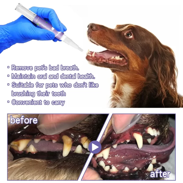 Gel de soin dentaire pour animaux de compagnie, 3ml, stylo de nettoyage des dents pour chiens et chats, haleine fraîche, contrôle du tartre, apaise les gencives, cuisson facile, formule de Soda – Image 3