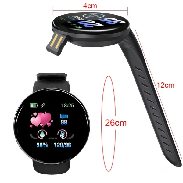 D18 montre intelligente hommes femmes Smartwatch pression artérielle étanche montres numériques sport Fitness Tracker montre pour bracelet de montre apple – Image 6