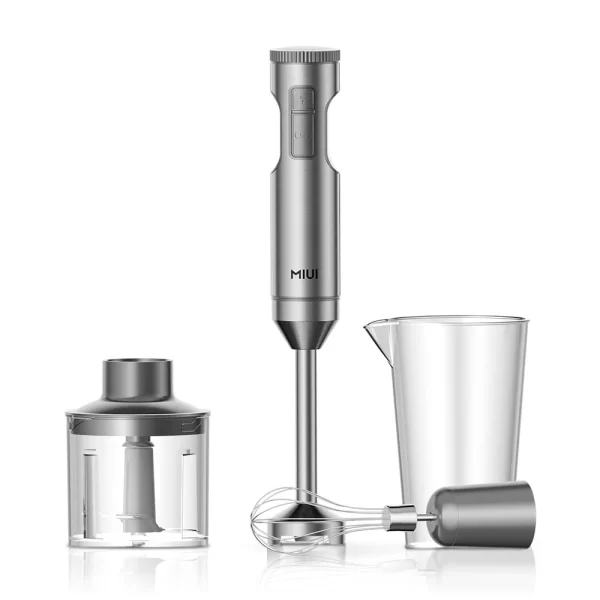 MIUI mélangeur à Immersion manuel 1000W puissant 4 en 1, mélangeur alimentaire en acier inoxydable, bécher de mélange de 700ml, processeur 500ml, fouet – Image 2
