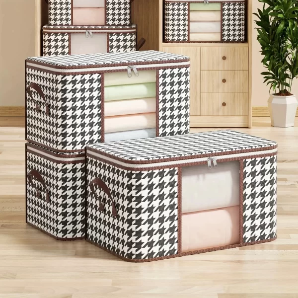 Boîte de rangement Visible de grande capacité, organisateur de vêtements ménagers portables avec poignées, conteneur pliable anti-poussière à fermeture éclair pour couette – Image 2