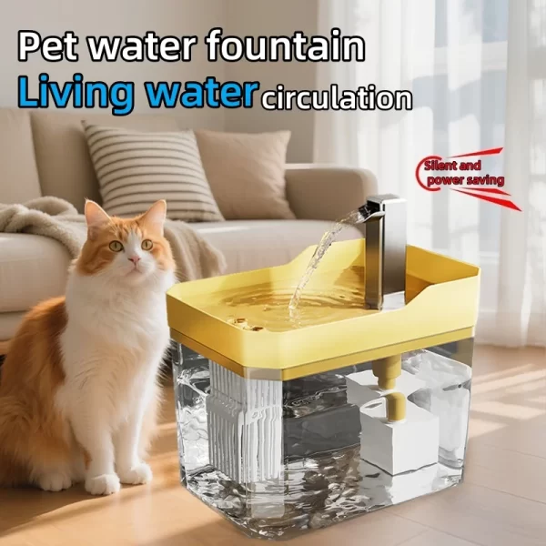Fontaine à eau pour chat de 1,5 l, filtre automatique, abreuvoir pour animaux de compagnie, USB, distributeur automatique de fontaine à eau potable, Circulation d'eau en direct – Image 2
