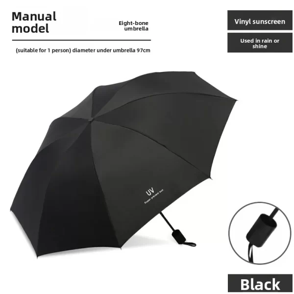 Parapluie entièrement automatique, parapluie de protection solaire en caoutchouc noir à double usage pour tous les temps, parapluie pare-soleil pliable haut de gamme – Image 3