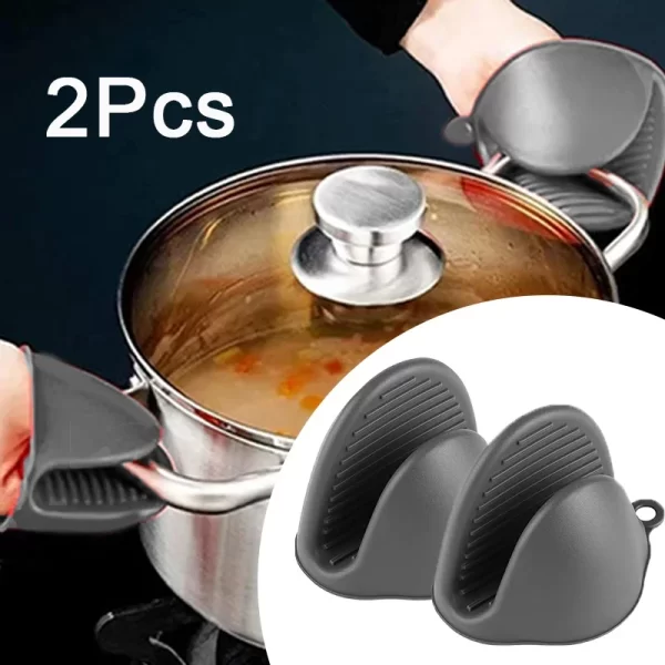 Mitaines de four en Silicone, 2 pièces, résistantes à la chaleur, Anti-brûlure, antidérapantes, Clips, support de Pot, cuisson, gants de four – Image 2