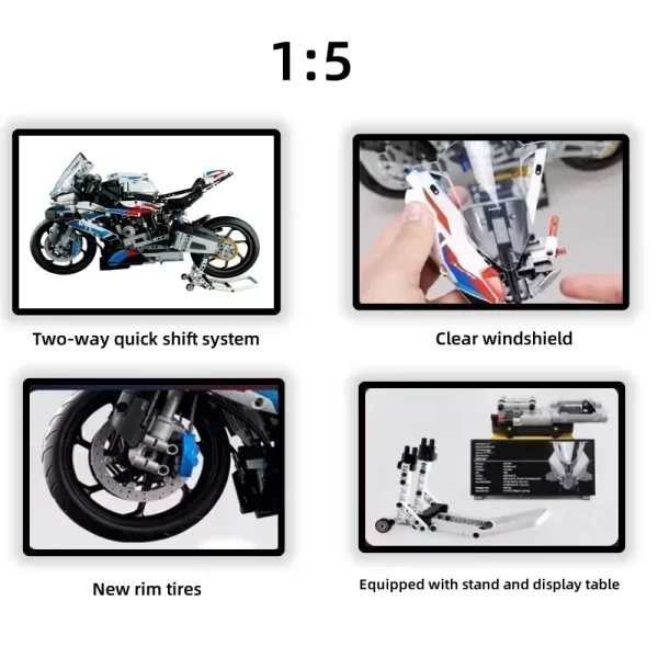 2025 blocs de construction de moto Simulation modèle de moto décoration modèle d'assemblage difficile jouet garçon créature éducative cadeaux – Image 4
