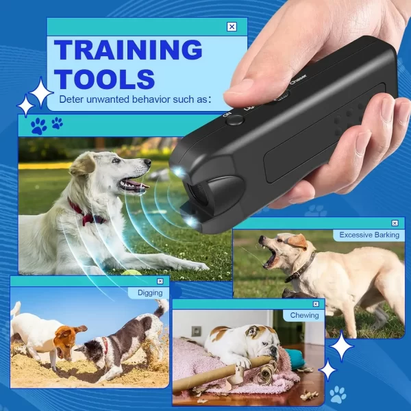 Répulsif à ultrasons portable 3 en 1 pour chien, dispositif anti-aboiement, dissuasif, dispositif d'entraînement pour animaux de compagnie – Image 3