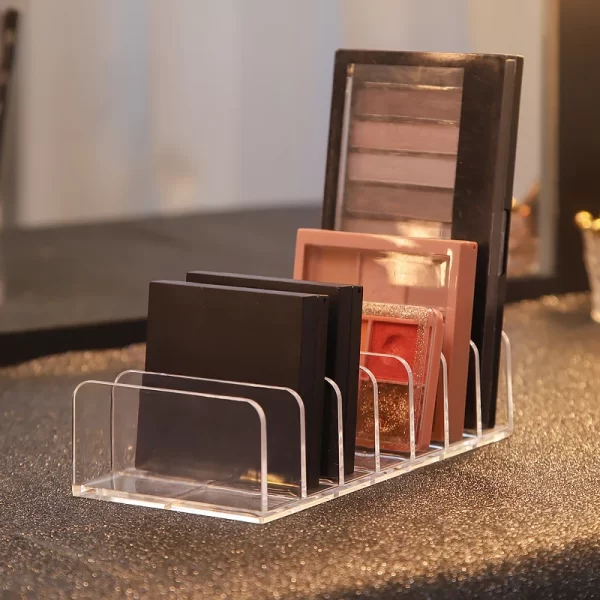7-Compartement transparent organisateur de maquillage pour palette d'ombre à yeux et de cosmétiques, table de vanité et boîte de stockage de comptoir de salle de bain – Image 4