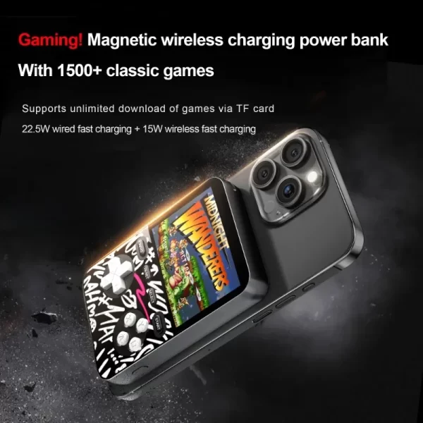 Mini Console de jeu portable à Absorption magnétique sans fil ou type-c, charge rapide, 5000mAh, avec plus de 1500 jeux – Image 3