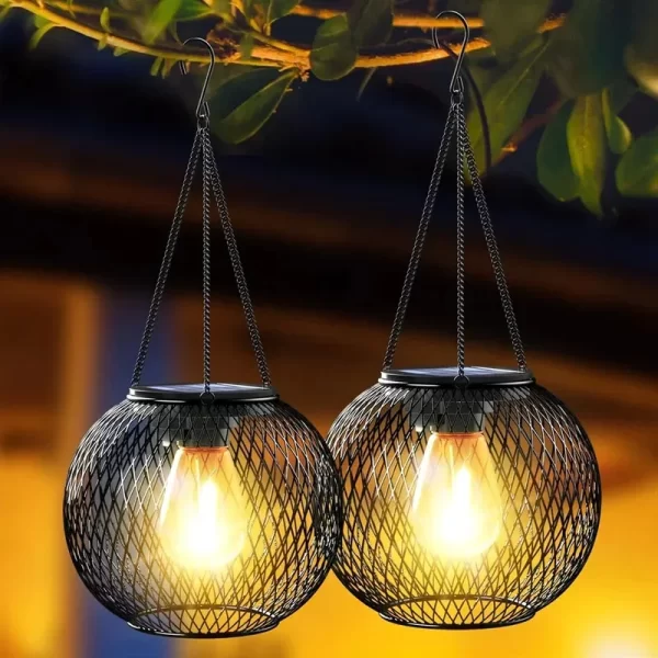 Lanterne solaire extérieure, lumières solaires améliorées Ortiny pour lumières suspendues extérieures décoratives lanternes solaires imperméables – Image 2