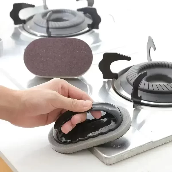 Éponge magique émeri réutilisable – Brosse pour casseroles de cuisine avec poignée pour un nettoyage et une décontamination faciles – Nettoyage lavable et gomme – Image 5