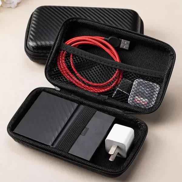 1 / 2pcs sac de stockage Eva portable Zipper Pouch Chargeur de téléphone portable Sac de protection de disque dur portable Sac de stockage de câble de données U disque – Image 2