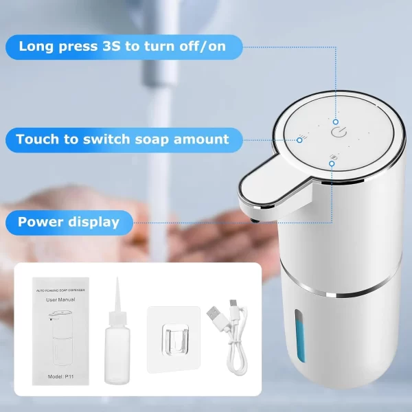 Machine à mousse de nettoyage distributeur de savon portable sans contact domestique capteur automatique mousse désinfectant pour les mains capteur toilette publique – Image 3