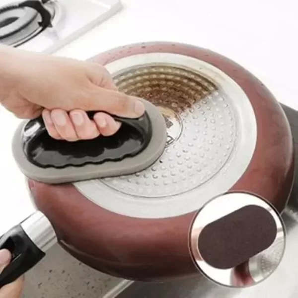 Éponge magique émeri réutilisable – Brosse pour casseroles de cuisine avec poignée pour un nettoyage et une décontamination faciles – Nettoyage lavable et gomme – Image 2