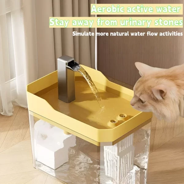 Fontaine à eau pour chat de 1,5 l, filtre automatique, abreuvoir pour animaux de compagnie, USB, distributeur automatique de fontaine à eau potable, Circulation d'eau en direct – Image 4
