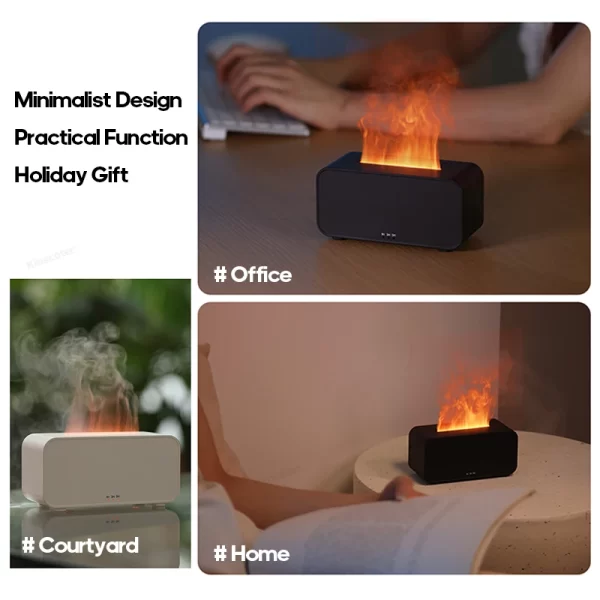 Simulation de diffuseur d'arôme Humidificateur d'air à flamme colorée peut ajouter un réglage de synchronisation d'huile essentielle Ultrasonic Cool Mist Maker Fogger – Image 7