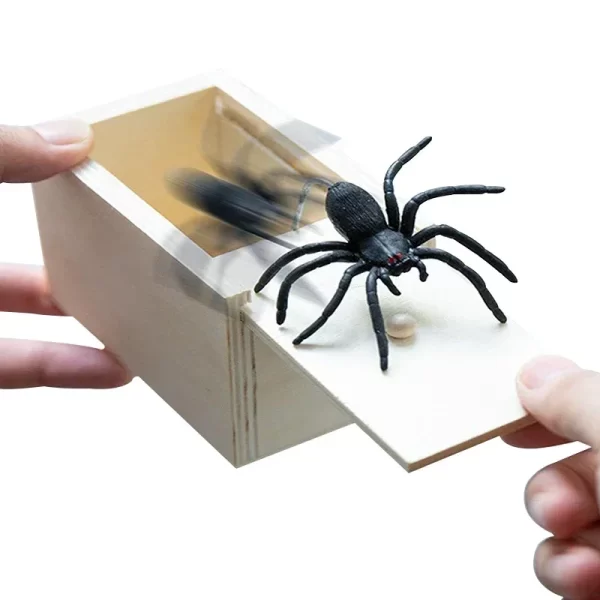 Trick Spider – boîte de peur amusante, boîte cachée en bois, farce de qualité, boîte de peur en bois, jeu amusant, jouets de farces pour amis, meilleur cadeau – Image 2