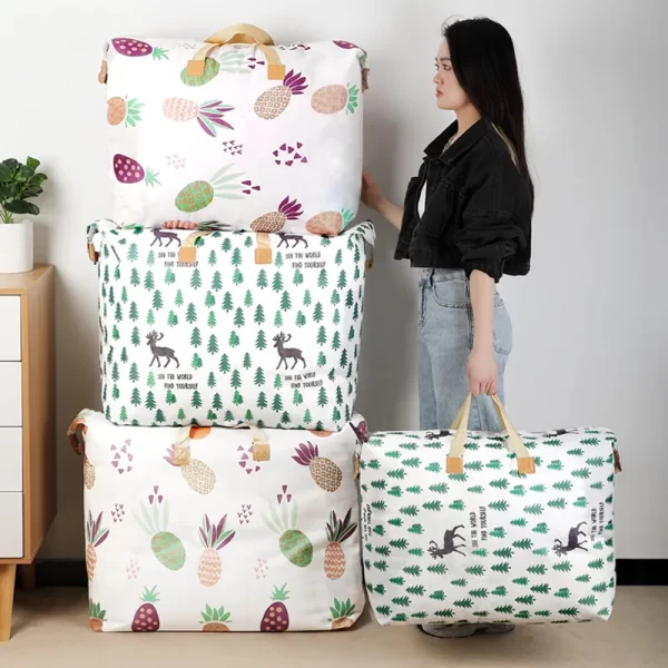 1pc grande capacité organisateur de sac de stockage de vêtements avec poignée renforcée pour couvertures de lit pliable avec sac de stockage à glissière – Image 3