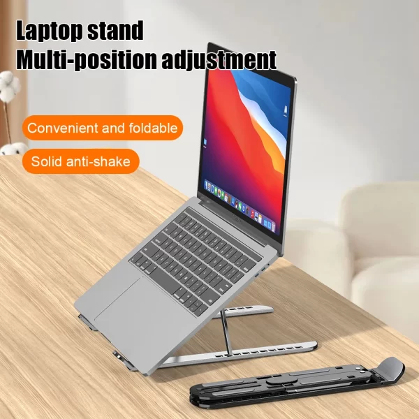 Support d'ordinateur Portable en alliage d'aluminium, réglable et pliable, pour ordinateur Portable, support de levage et de refroidissement, antidérapant – Image 6