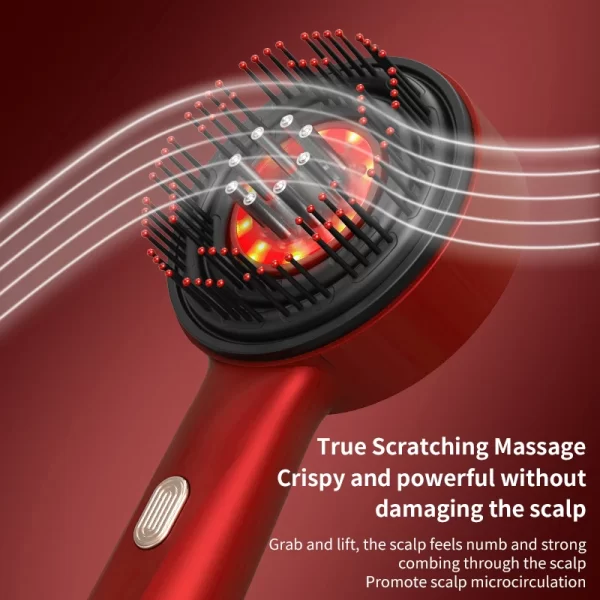 Brosse électrique de repousse des cheveux avec Machine à lumière infrarouge, Point d'acupuncture, Massage du cuir chevelu, exercice Anti-perte de cheveux, peignes à récurer les cheveux – Image 3