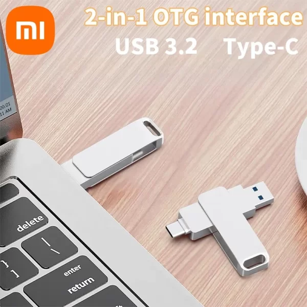 Xiaomi 3.2 U disque flash USB16TB transfert métallique haute vitesse lecteur haute capacité de type C mémoire portable bâton imperméable – Image 3