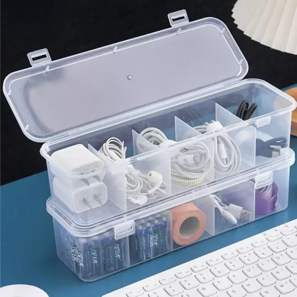 Cable de données transparent organisateur de cas Classification de l'organiseur de carte anti-poussière avec couvercle Clutter Collector Box pour Office Home – Image 2
