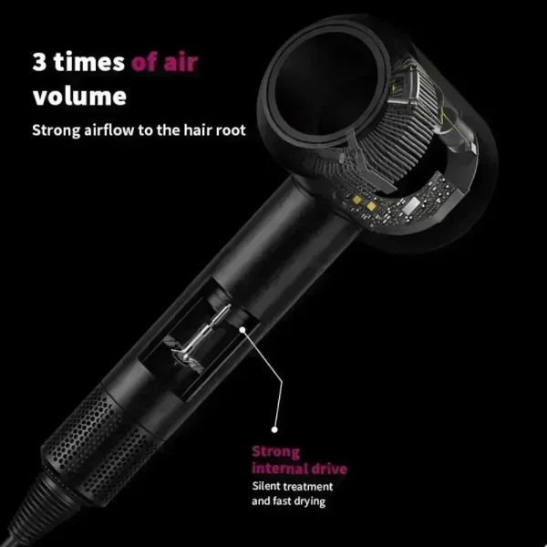 Séche-cheveux professionnel 5 en 1, avec fonctionnalité d'air chaud et froid - Outil de coiffage léger et thermostatique pour les cheveux lisses – Image 3