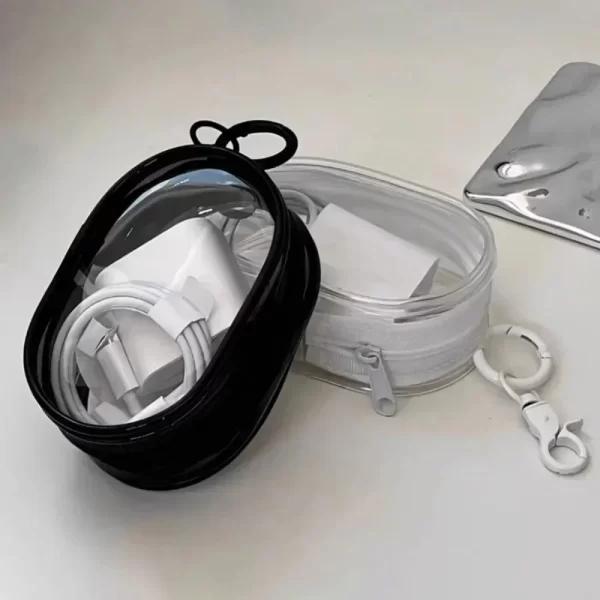 Boîte de stockage de câble de données multifonctionnelle Clear Outdoor Travel Casque de stockage de sac de stockage de câble de données rond – Image 4