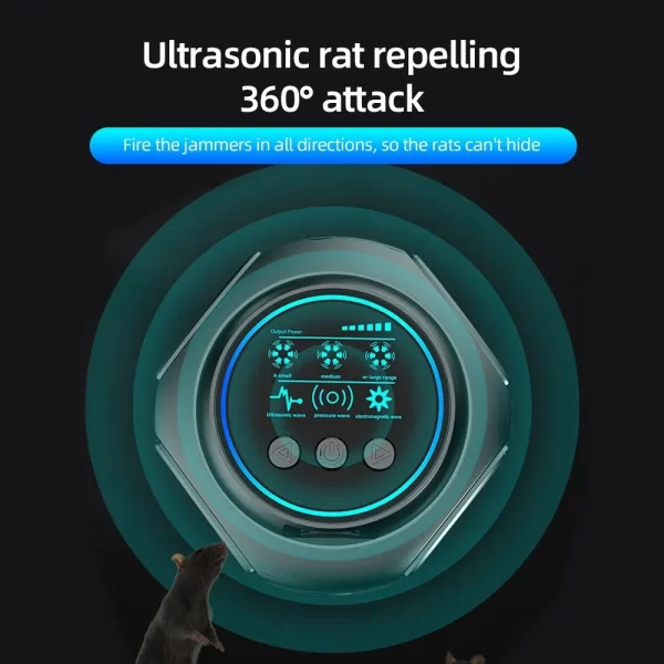 Répulsif ultrasonique pour rongeurs 4 en 1, répulsif électronique pour rats à 360 degrés, répulsif efficacement les mouches, les cafards et les moustiques pour l'intérieur – Image 3