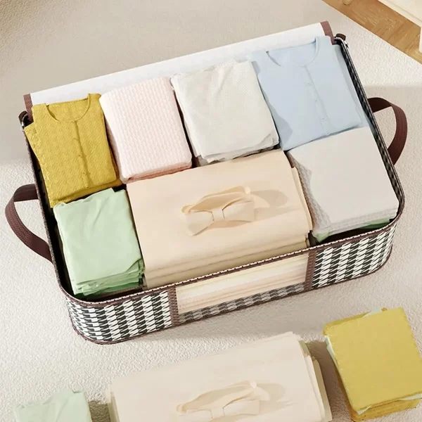 Boîte de rangement Visible de grande capacité, organisateur de vêtements ménagers portables avec poignées, conteneur pliable anti-poussière à fermeture éclair pour couette – Image 3