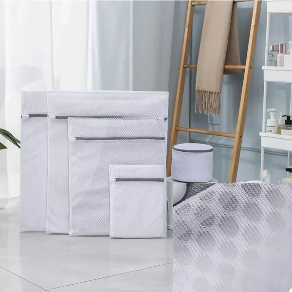 Sacs à linge en maille 5 pièces, sacs de rangement de linge en maille nid d'abeille durables, sac de Machines à laver réutilisables – Image 3