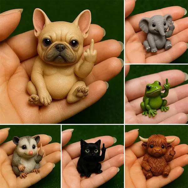 Mini Animal amusant au doigt du milieu, figurine de maison, Animal mignon, accessoires de décoration de bureau, Sculpture pour adulte, modèle Miniature, jouet – Image 6