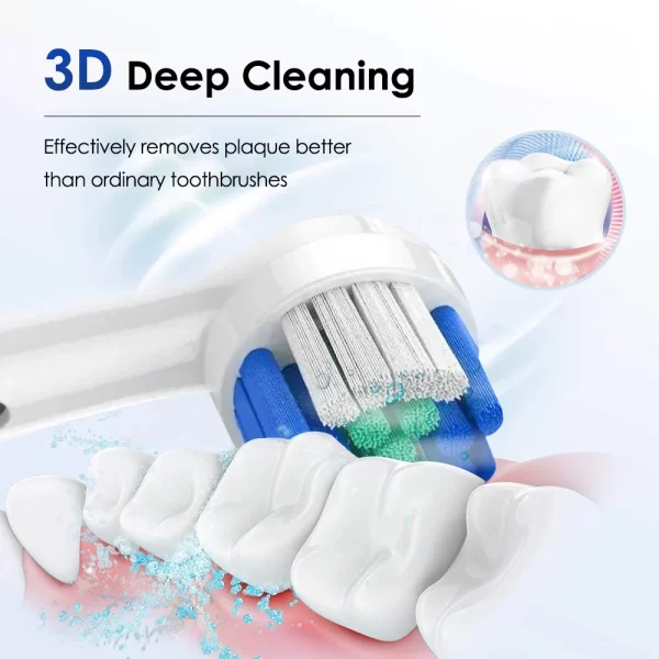 Brosse à dents électriques rotatives Brosse à dents électriques rechargeables pour adultes Brosse à dents électriques rotatives avec 8 têtes de brosse douces – Image 8