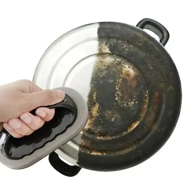 Éponge magique émeri réutilisable – Brosse pour casseroles de cuisine avec poignée pour un nettoyage et une décontamination faciles – Nettoyage lavable et gomme – Image 3