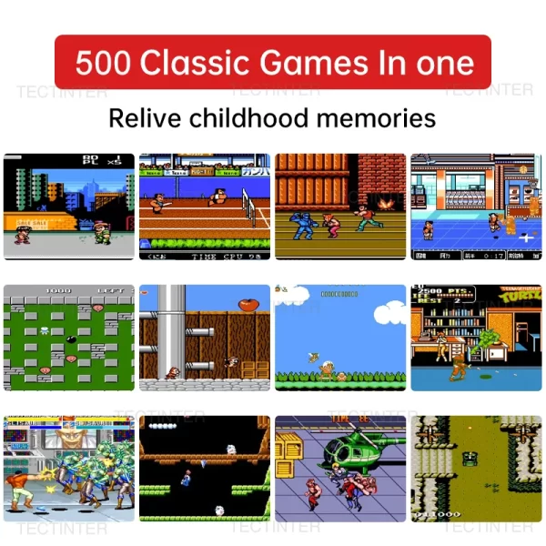 Mini console de jeu vidéo rétro portable, 8 bits, 500 jeux intégrés, console de jeu AV Out, délibérément garçon, universitaires, Jubenz – Image 3