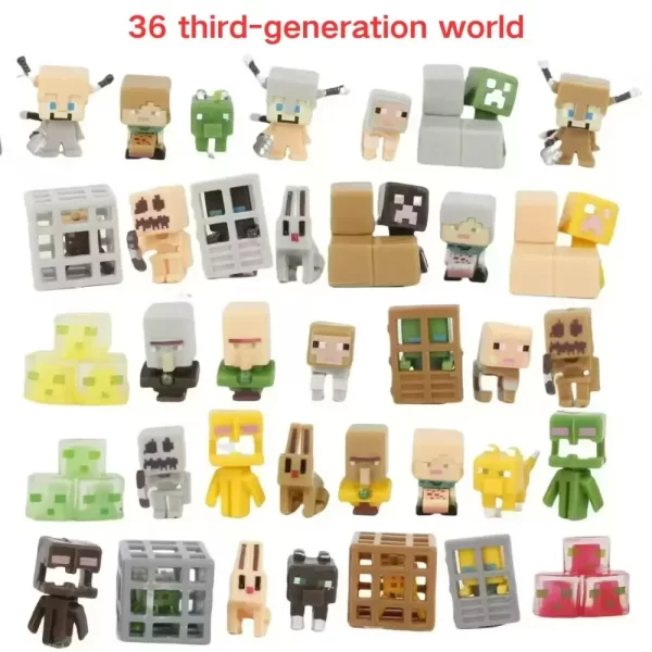 36 pièces Minecrafts Figure Steve Alex Zombie villageois figurines modèle Anime MC jeu jouet poupée Mini arme modèle enfant cadeau jouets – Image 3