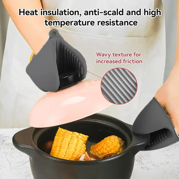 Mitaines de four en Silicone, 2 pièces, résistantes à la chaleur, Anti-brûlure, antidérapantes, Clips, support de Pot, cuisson, gants de four – Image 4