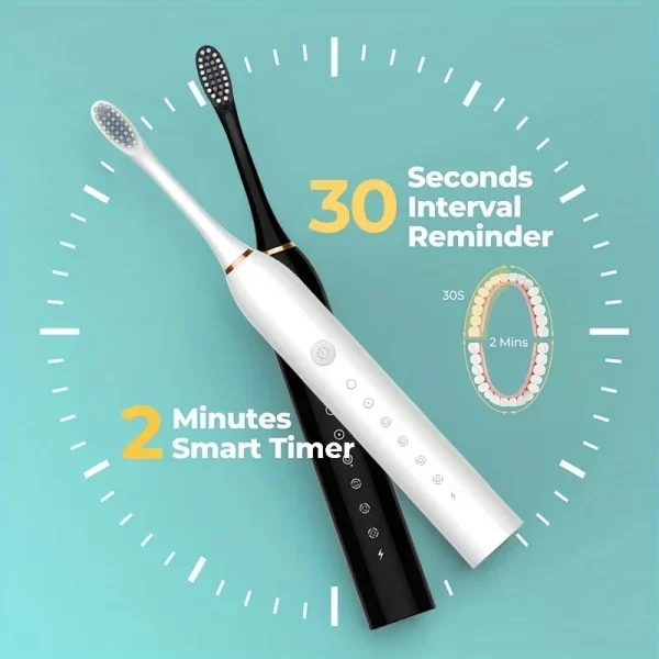Brosse à dents électrique automatique pour adultes et enfants, brosse à dents universelle à poils souples, charge de brosse à dents automatique à Six vitesses – Image 4