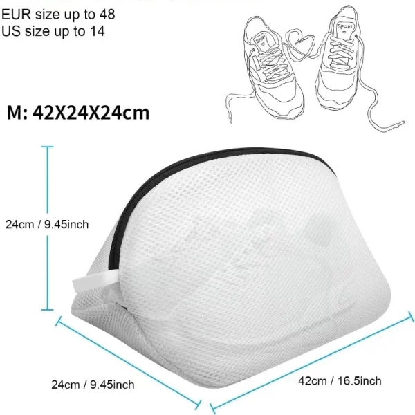 Sacs de blanchisserie Mesh Machine à laver Sacs de chaussures avec fermetures éclairantes Voyage Sacs de stockage de chaussures Boîte de stockage de vêtements de protection Sacs d'organisateur – Image 4